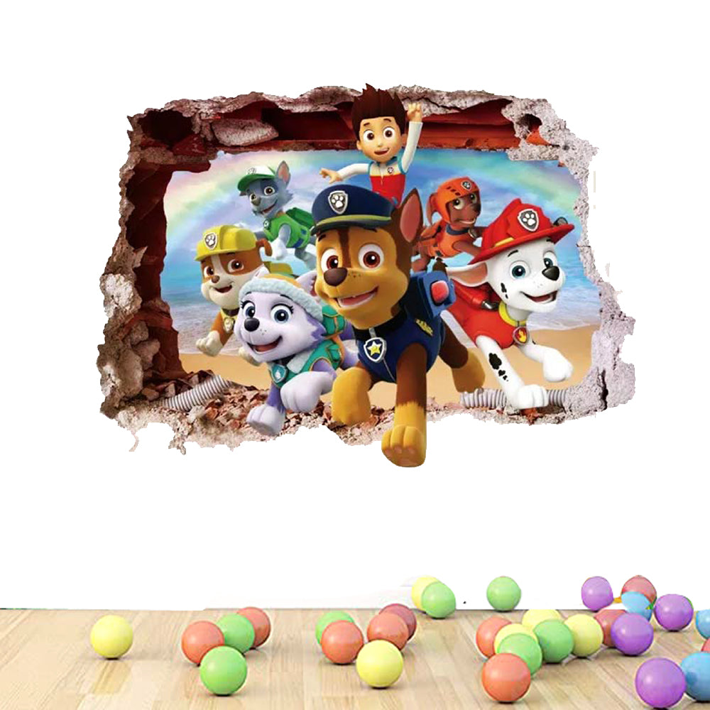 PAW Dog Patrol Wall Sticker Cartoon 3D Effect Decorative Wall Decal Home Decor Gifts for Kids Rooms Nursery room wall decoration children toys kids stickers