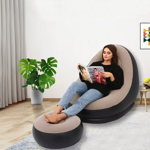 Folding Portable Inflatable Sofa Chair Flocking Lounge Chair with Electric Air Pump