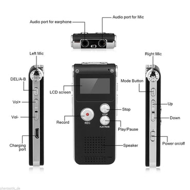 Portable Digital Voice Recorder with Stereo Sound, MP3 Playback, and Telephone Recording Capability