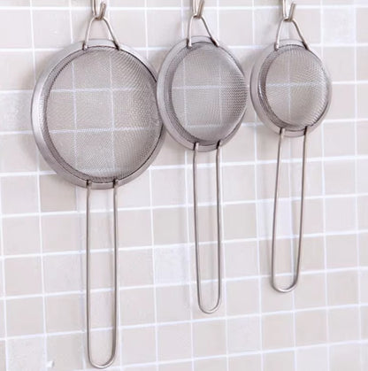 3-Piece Stainless Steel Strainer Set - Fine Mesh, Multi-Sized, with Strong Handle and Hanging Hook