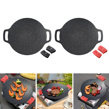 Korean Round BBQ Grill Plate Grill Non Stick Round Baking Pan 32Cm