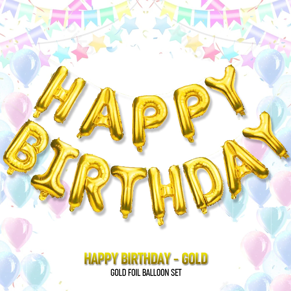 Large SIze Happy Birthday Party Balloons Decoration 16" Happy Birthday Letter Banner Balloon Party Foil GOLD