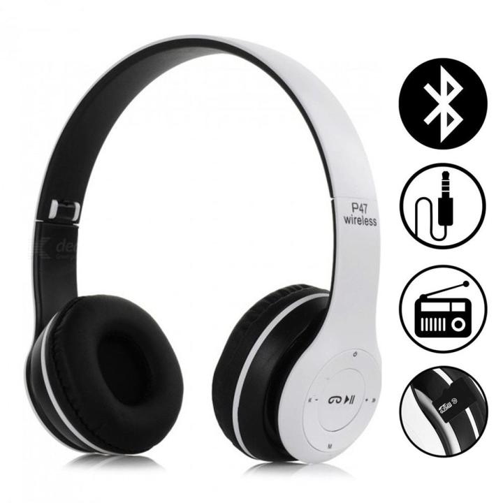 P47 Wireless Bluetooth 5.0 Headset | Foldable HiFi Stereo Bass Over-Ear Headphones with Mic