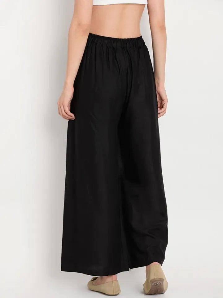 Ladies Free Size Plain Black Plazzo Plaza Plazo Pants Plazzo Pants High Quality Material Plazo Black