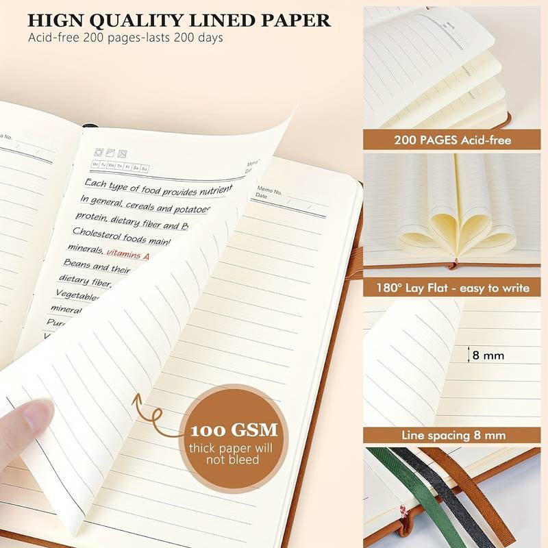 Elastic Strap Journal Notebook Office Work Planner Faux Leather Solid Color Business Notebook