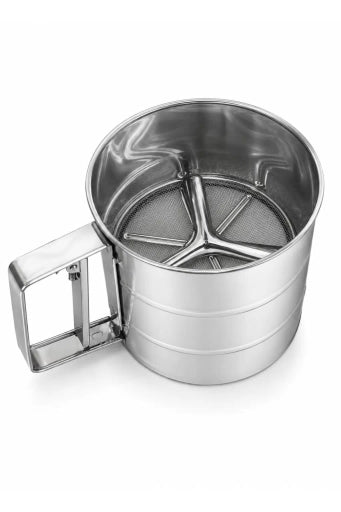 Baking Stainless Steel Shaker Sieve Cup Manual Flour Sifter with Measuring Scale Mark for Flour