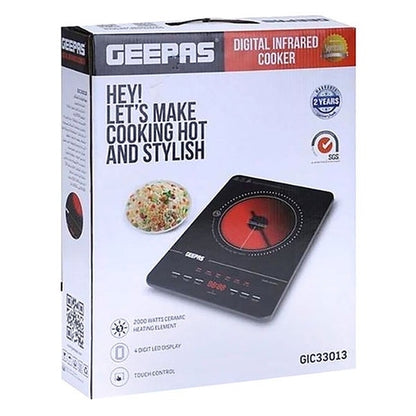 Geepas Digital Induction Cooker GIC33013, Advanced Infrared Cooking Technology with User-Friendly