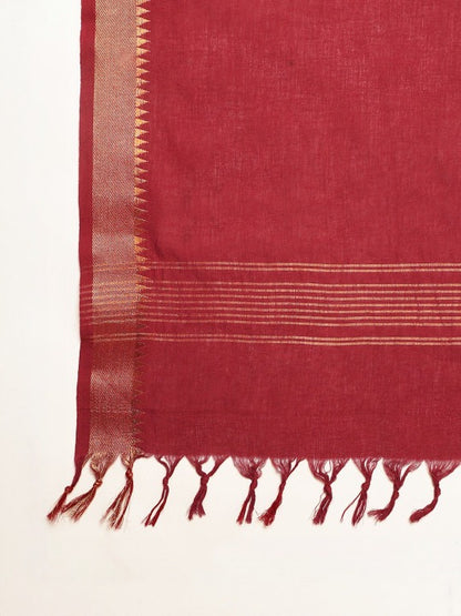 Women Regular Pure Cotton Kurta with Trousers & with Dupatta