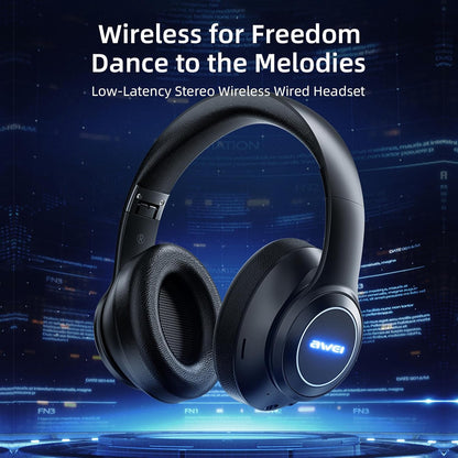 Awei A200BL Bluetooth Wireless Headphone, Rechargeable, Memory Card Slot - (Black)