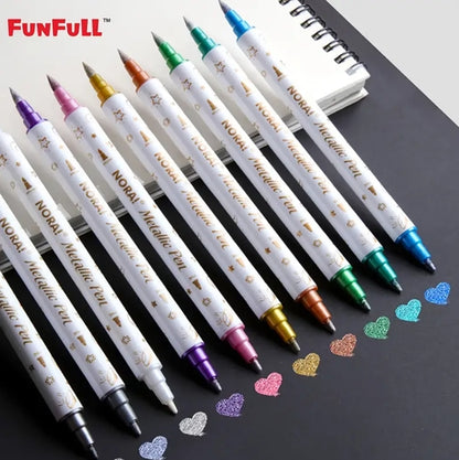 10 Metallic Brush and Fine Tip Marker Pens – Glitter Ink for Scrapbooking, Journals, Black Paper