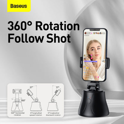 Baseus 360 Degree Rotation Following Shot Tripod Head with Phone Clamp for Smartphones, GoPro, DSLR Cameras