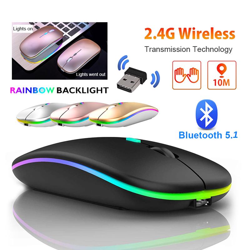 Tablet Phone Computer Bluetooth Wireless Mouse Charging/Battery Mouse Luminous 2.4G USB Wireless