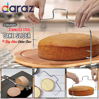 Adjustable Stainless Steel Double-Line Cake Slicer and Pizza Dough Cutter