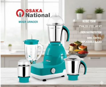 Indian Mixer Grinder 750 Watts 3 Pcs Stainless Steel Jars & 1 Plastic Juicer Jar
