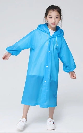 Kids Children Raincoat Rainsuit Long Hoodie Cover Waterproof Rain Poncho Raincoat