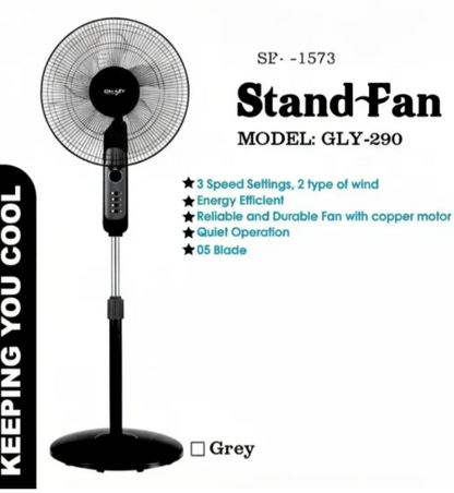 High Speed 16 Inch Stand Fan 5 Blade