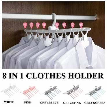 8-In-1 Multi-Port Support Circle Clothes Hanger Saves Space Foldable Telescopic Magic Clothes Hanger