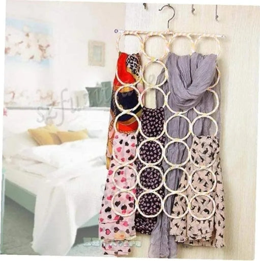 28 Hole Ring Rope Scarf Wrap Shawl Storage Multi Use Holder Hanger