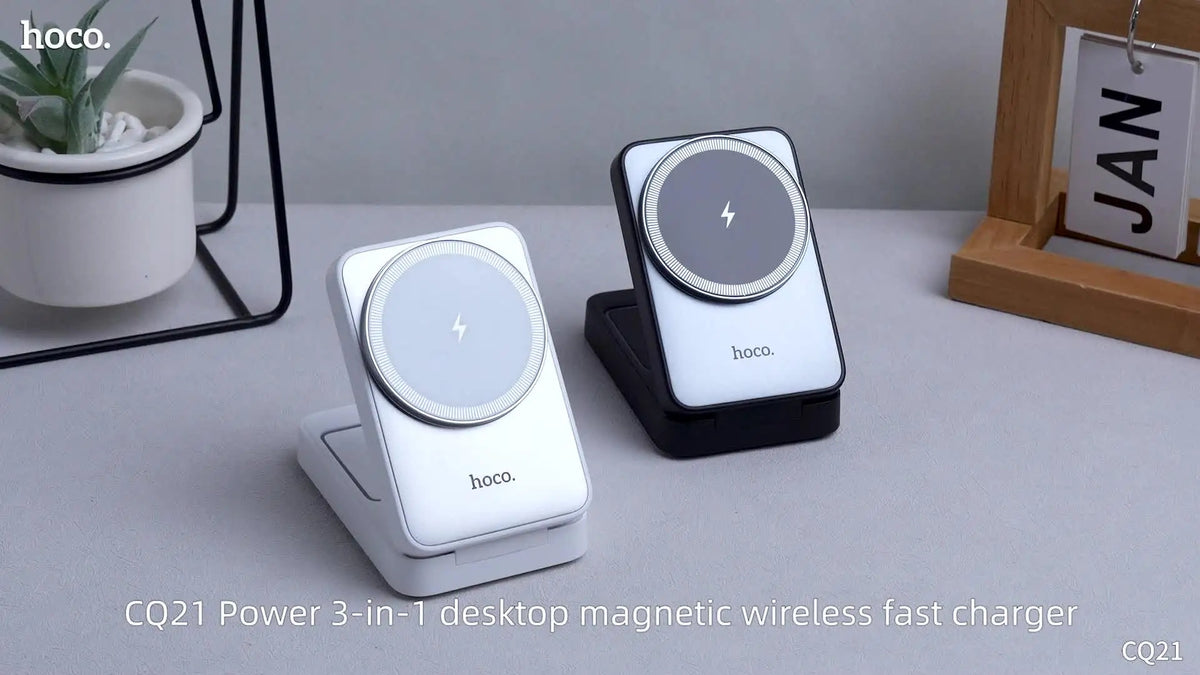 Hoco CQ21 15W QI Wireless Charger 3 IN 1Folding Magnetic Wireless Fast Charger