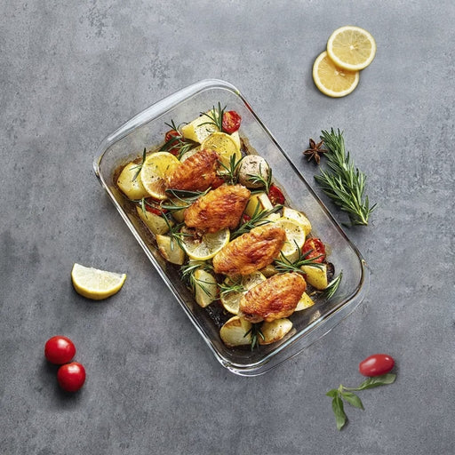 Home Glass Rectangular Borosilicate Baking Dish - Microwave Safe 3L