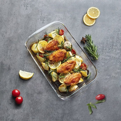 Home Glass Rectangular Borosilicate Baking Dish - Microwave Safe 3L