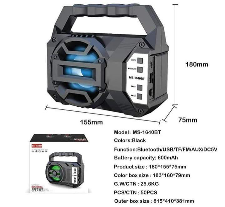 Portable Bass Speaker Bluetooth TF/USB/AUX/led Flashing Lights