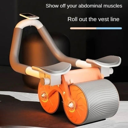 Advanced Abdominal Roller with Dual Wheel Design, Automatic Rebound Technology, Elbow Support