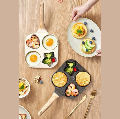 Heart, Star, and Round Shape Egg Pan - 4-Cup Capacity for Fun Cooking