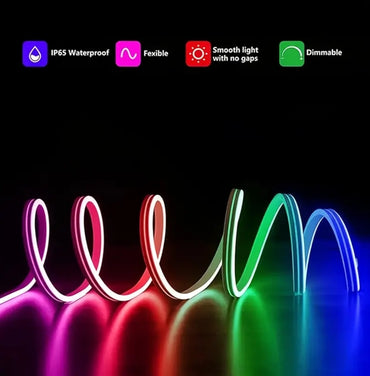 LQHZMYY RGB Neon Light Strip with 24-Key Touchscreen Remote - USB-Powered, IP65, Multicolor
