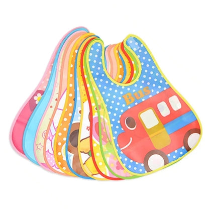 Adjustable Baby Bibs EVA Plastic Waterproof Lunch Feeding Bibs