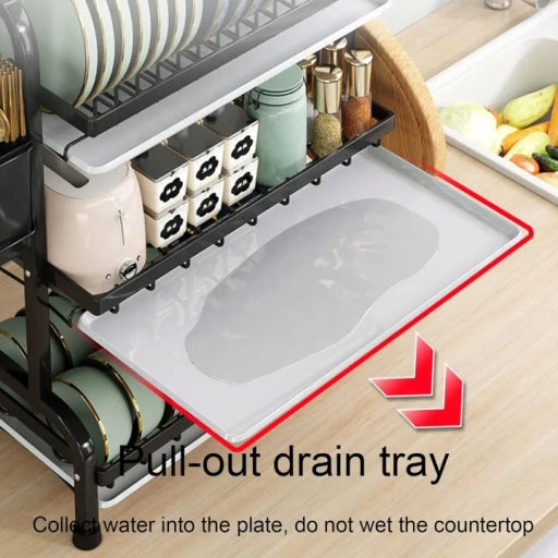 Waterproof Rustproof Kitchenware Drying Rack, with Drip Tray, for Kitchen Countertop, Saving Space,3
