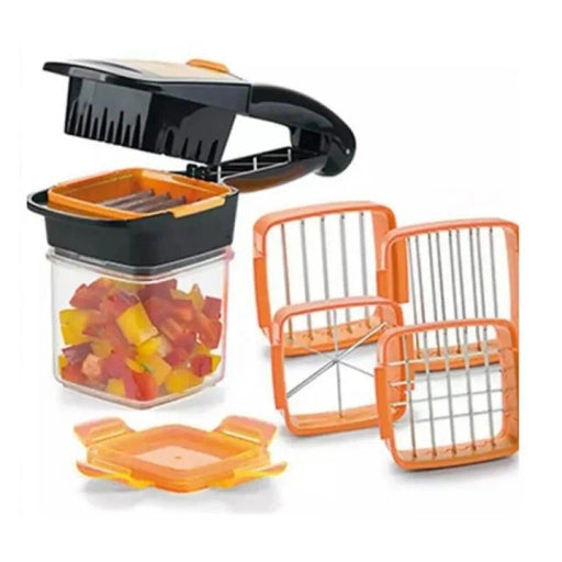 5-In-1 Multifunctional Vegetable & Fruit Chopper with Interchangeable Blades and Non-Skid Base