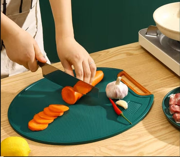 Dual-Sided Rotating Cutting Board – Round & Rectangle Non-Slip Chopping Board for Meat, Vegetables