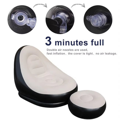 Comfortable Inflatable Sofa Set with Footrest 2PCS Air Lounge Chairs for Home Travel and Camping