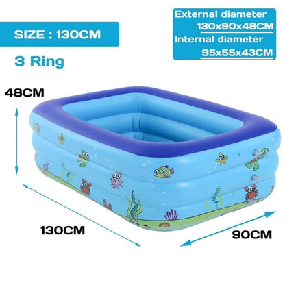 3 Layer Extra Large Rectangular Inflatable Family Swimming Pool Indoor Outdoor with Manual Pump