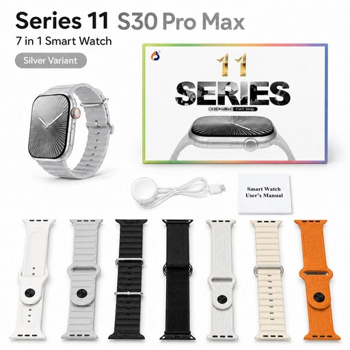 Series 11 S30 Pro Max 7-in-1 Smart Watch | AI Voice Assistant | Heart Rate, SpO₂ & Sleep Monitor