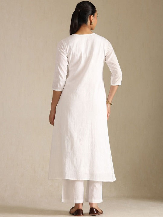 Women Embroidered Tiered Kurta with Palazzos