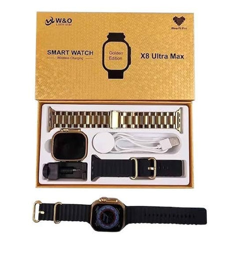 X8 Ultra Max Smartwatch Golden Edition with Extra Strap ( Black Color )