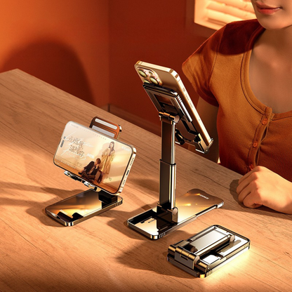 Rtako TC01A Tablet Phone Desktop Stand (Black) - Dual Slider Folding Desktop Stand
