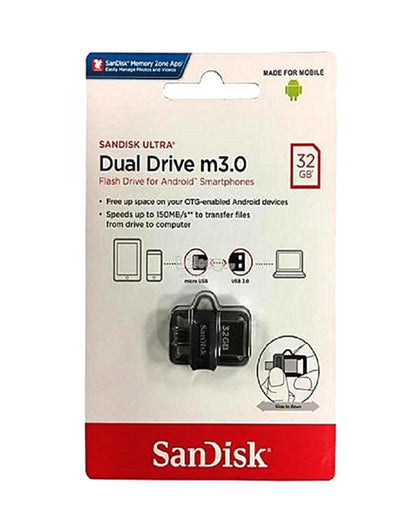 SanDisk 32GB Dual Drive 3.0 Flash Drive for Android Smartphones
