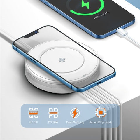 LDNIO 5-in-1 Multi-Device Wireless Charging Station, 15W Max Qi-Certified Wireless Charger & 20W USB-C Port Fast Charger Compatible with i Phone, i Pad, Air Pods, Samsung, Tablet