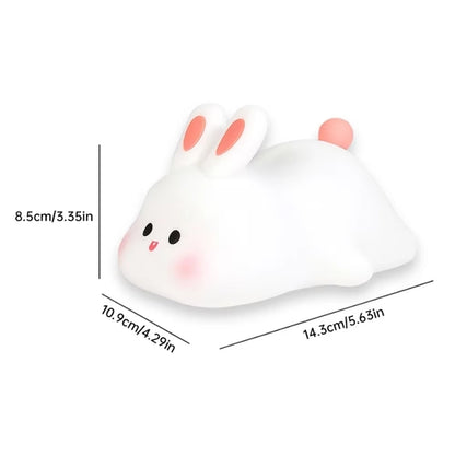 LED Night Lights Cute Sheep Rabbit Silicone Lamp USB Rechargeable Timing Bedside Decor Kids Baby