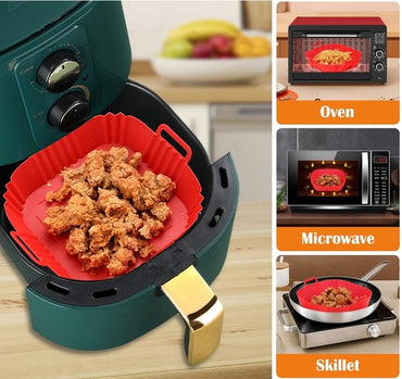 Air Fryer Silicone Baking Tray – Reusable Round Liner, Grill Pan & Pizza Basket for Oven & Air Fryer