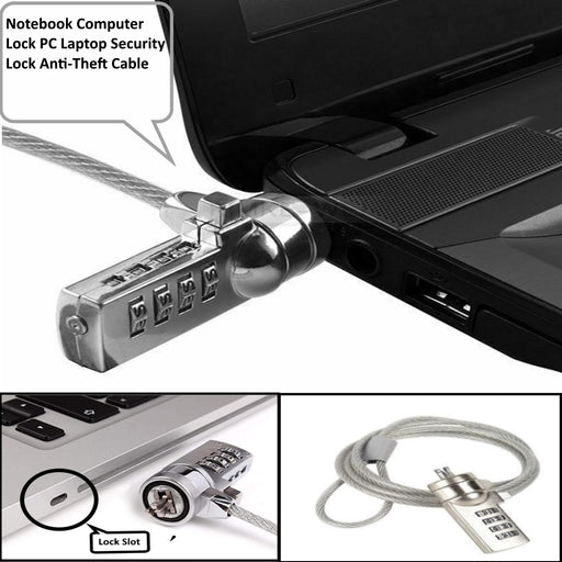 Laptop Lock Cable Chain, Theft Deterrent 4 Digit Password for Notebook PC, for Notebooks/Desktops