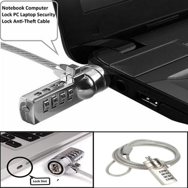 Laptop Lock Cable Chain, Theft Deterrent 4 Digit Password for Notebook PC, for Notebooks/Desktops