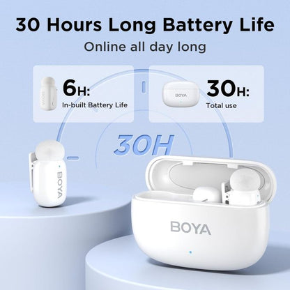 BOYA Mini 2.4Ghz Ultra Mini Wireless Microphone - Dual Wireless Microphones With Charging Case For ( Andriod Type-C and  phon