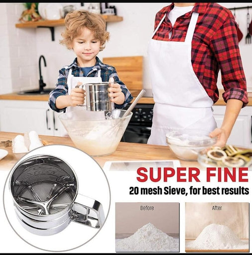 Baking Stainless Steel Shaker Sieve Cup Manual Flour Sifter with Measuring Scale Mark for Flour