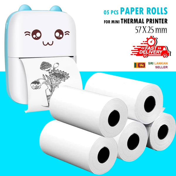 05 Rolls 57 x 25mm Thermal Paper White Children Camera Instant Print Kids Camera Printing Paper Replacement Accessories Parts Paper rolls for C9 Mini Printer - 05 Pcs Paper rolls