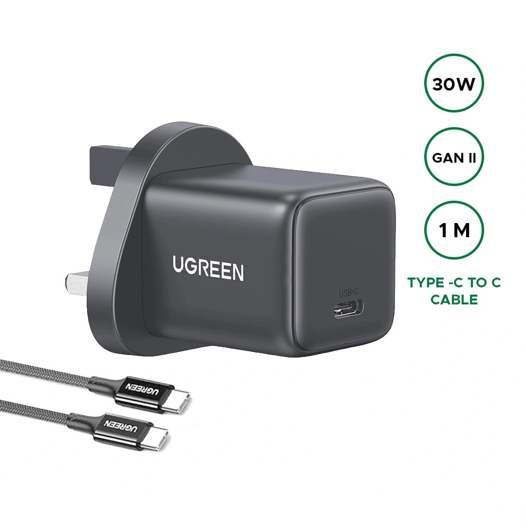 UGREEN 30W  Type-C GaN Fast Charger UK with Type-C Cable – X513 – 75958