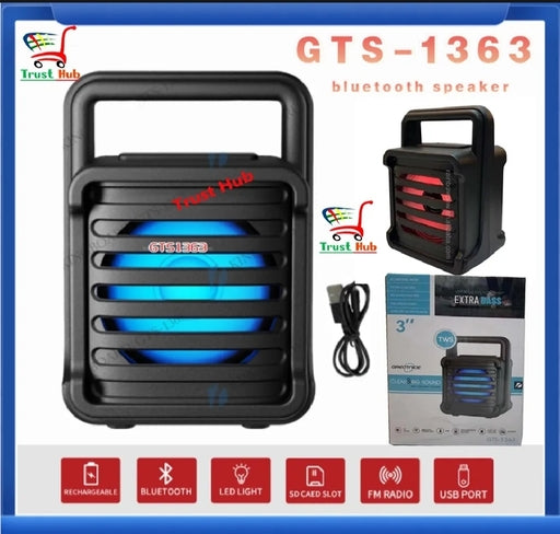Bluetooth Rechargeable Speaker with FM Radio, TF Card, USB, AUX Support